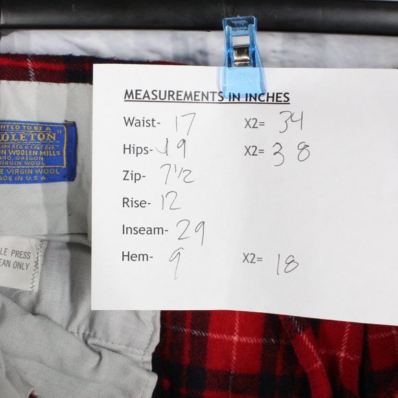 Vtg Pendleton Men's Red Black 100% Virgin Wool Pants Slacks Size 34 - Picture 8 of 8